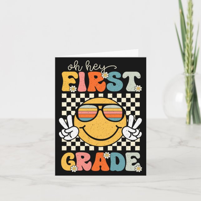 First grade smile retro back to school 1st grade card (Front)