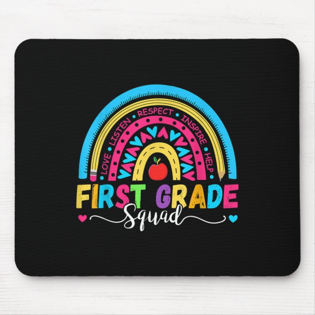 First Grade Squad Back To School Rainbow Boho 1st  Mouse Pad (Front)
