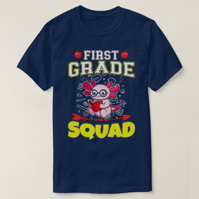 First Grade Squad Funny Elementary Primary School  T-Shirt (Design Front)