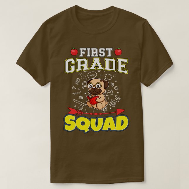 First Grade Squad Funny Elementary Primary School  T-Shirt (Design Front)