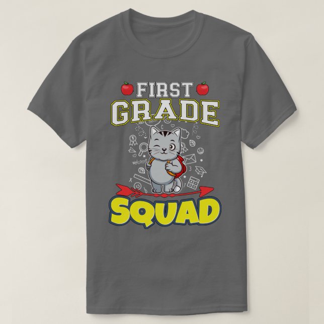First Grade Squad Funny Elementary Primary School  T-Shirt (Design Front)