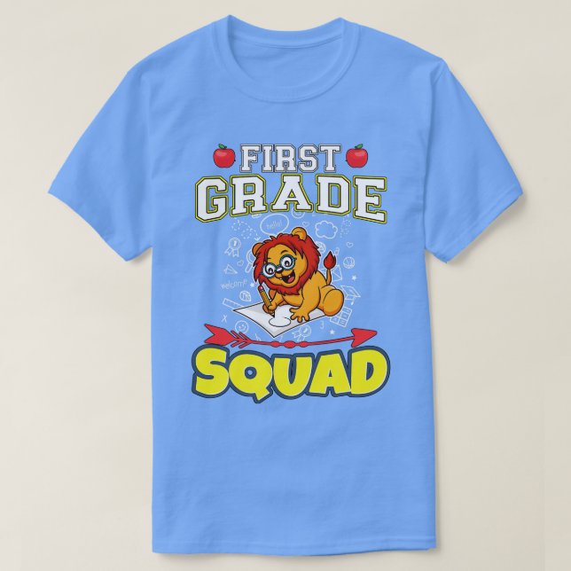 First Grade Squad Funny Elementary Primary School  T-Shirt (Design Front)
