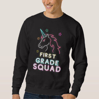 First Grade Squad Glow Unicorn 1st Grade Team Day  Sweatshirt