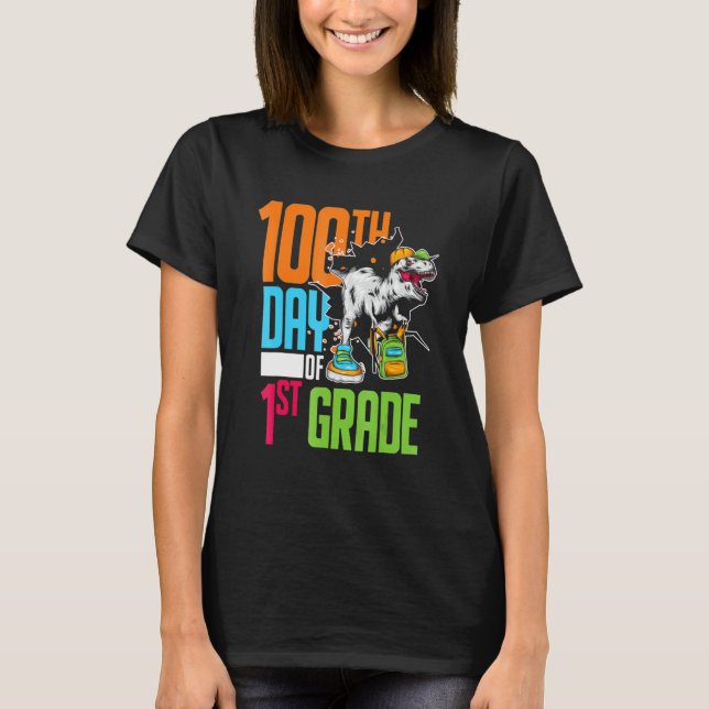 First Grade Student Kids 100th Day Gift 100 Days O T-Shirt (Front)