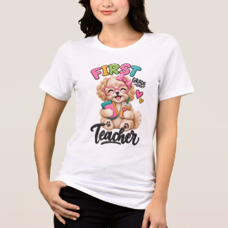 First Grade Teacher | Adorable Maltipoo Tri-Blend Shirt