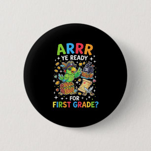First grade teacher back to school pirate 6 cm round badge