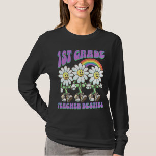 First Grade Teacher Besties Retro Daisy T-Shirt