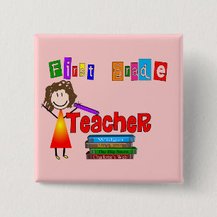 First Grade Teacher Gifts 15 Cm Square Badge