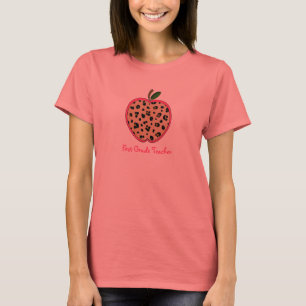 First Grade Teacher Leopard Print Apple T-Shirt