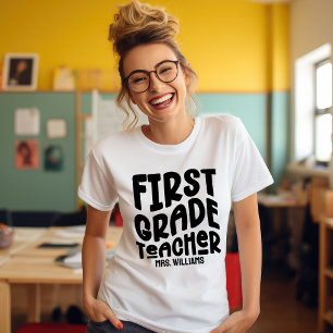 First Grade Teacher Simple Retro Custom T-Shirt