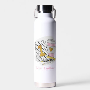First Grade Teacher White Notebook Coffee Custom Water Bottle