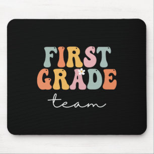 First Grade Team Retro Groovy Vintage First Day Of Mouse Pad