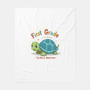 First Grade Turtle-y Awesome 1st Grade Back to Sch Fleece Blanket