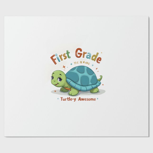 First Grade Turtle-y Awesome 1st Grade Back to Sch Wrapping Paper (Flat)