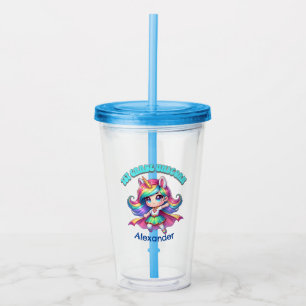First grade unicorn back to school cute fun pink a acrylic tumbler