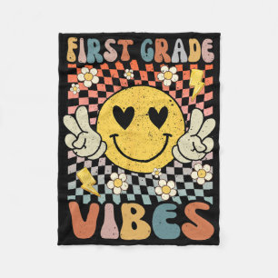 First Grade Vibes 1st Grade Retro Teacher 1st Day Fleece Blanket