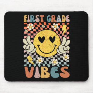 First Grade Vibes 1st Grade Retro Teacher 1st Day  Mouse Pad