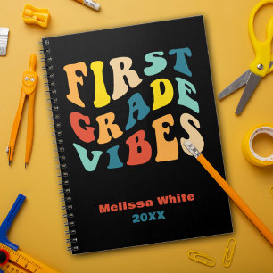 First Grade vibes back to school retro Notebook