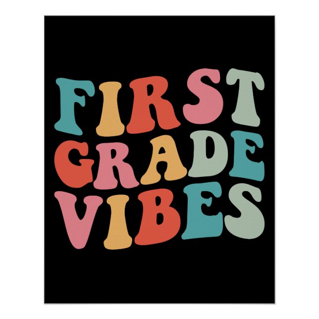 First Grade Vibes Retro Groovy Poster (Front)