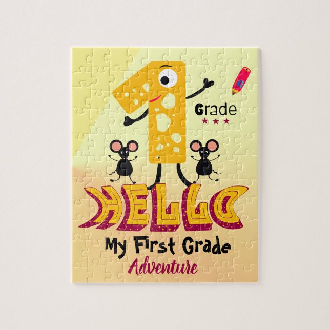 First Grade with Cheese Number & Mice Jigsaw Puzzle (Vertical)