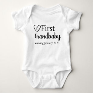 First Grandbaby arriving Custom Pregnancy Gift Baby Bodysuit