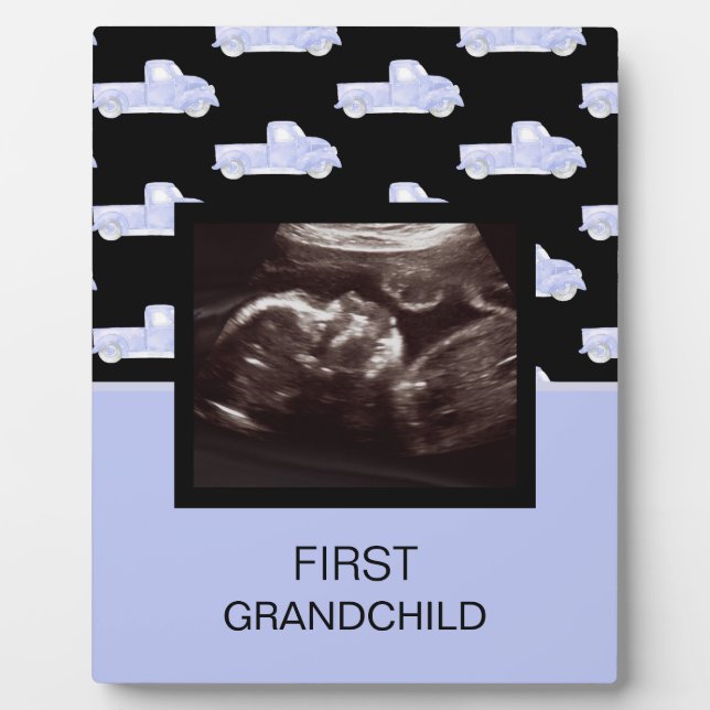 First Grandchild Blue Ultrasound Grandparent Gift Plaque (Front)