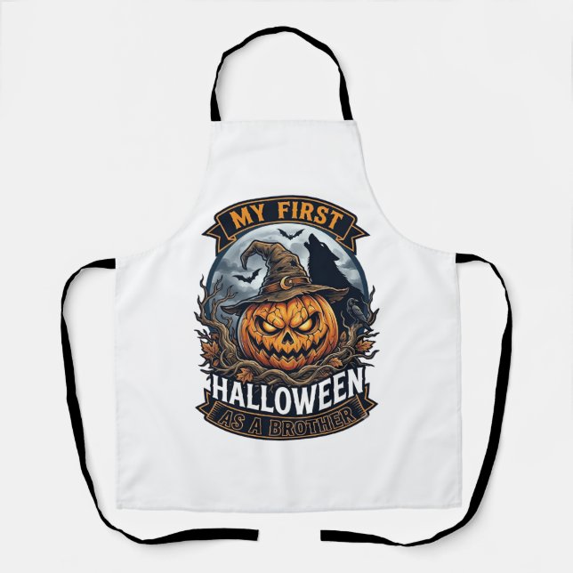 First Halloween As Brother Pumpkin Wolf Moon_1 Apron (Front)