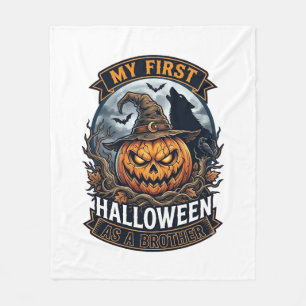 First Halloween As Brother Pumpkin Wolf Moon_1 Fleece Blanket