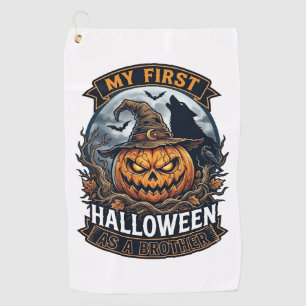 First Halloween As Brother Pumpkin Wolf Moon_1 Golf Towel