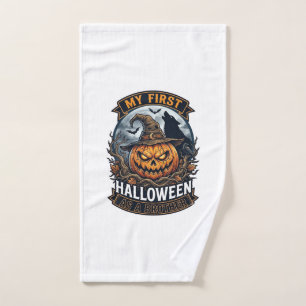 First Halloween As Brother Pumpkin Wolf Moon_1 Hand Towel