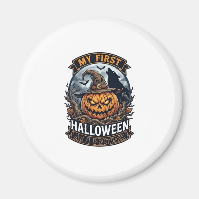 First Halloween As Brother Pumpkin Wolf Moon_1 Magnet (Front)