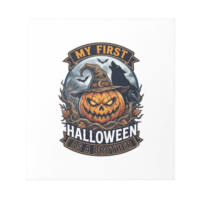 First Halloween As Brother Pumpkin Wolf Moon_1 Notepad (Front)