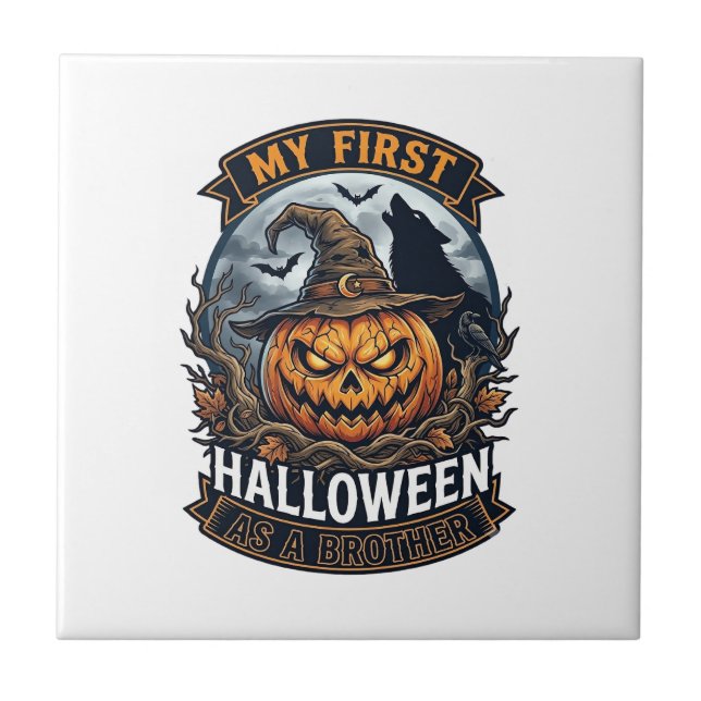 First Halloween As Brother Pumpkin Wolf Moon_1 Tile (Front)