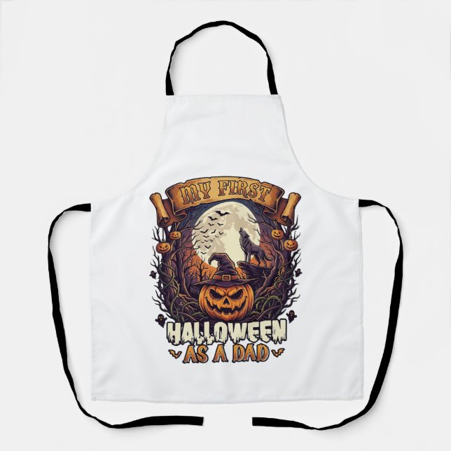 First Halloween As Dad Pumpkin Wolf Moon_1 Apron (Front)