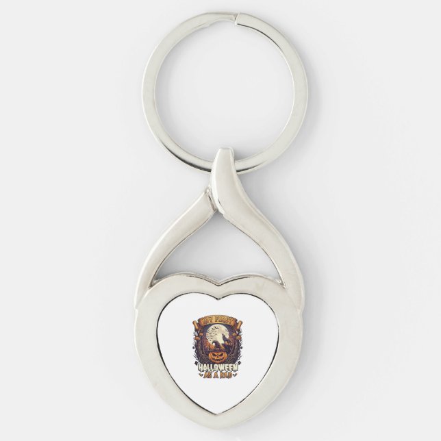First Halloween As Dad Pumpkin Wolf Moon_1 Key Ring (Front)