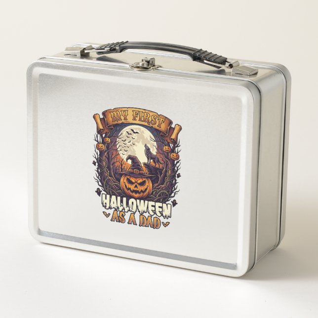 First Halloween As Dad Pumpkin Wolf Moon_1 Metal Lunch Box (Front)