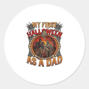 First Halloween As Dad Zombie Haunted House Gravey Classic Round Sticker