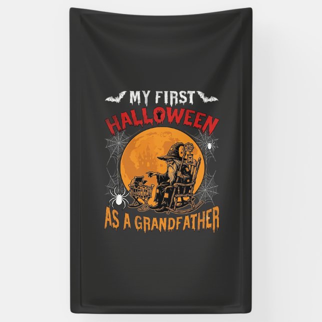 First Halloween As Grandfather Wizard Bat Moon_1 Banner (Vertical)