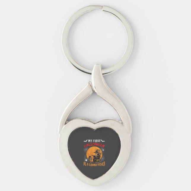 First Halloween As Grandfather Wizard Bat Moon_1 Key Ring (Front)