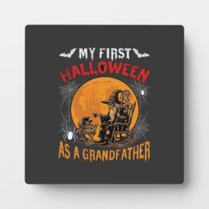 First Halloween As Grandfather Wizard Bat Moon_1 Plaque