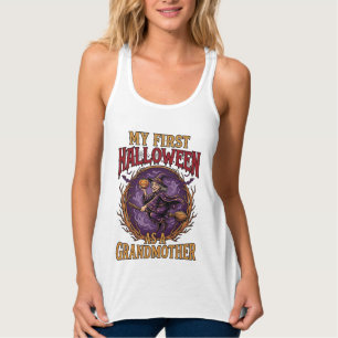 First Halloween As Grandmother Witch Pumpkin Bats_ Singlet