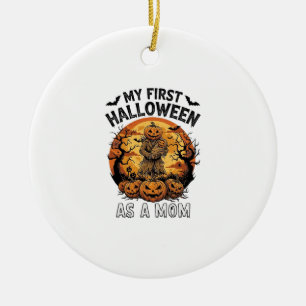 First Halloween As Mum Pumpkin Scarecrow Baby Moon Ceramic Tree Decoration