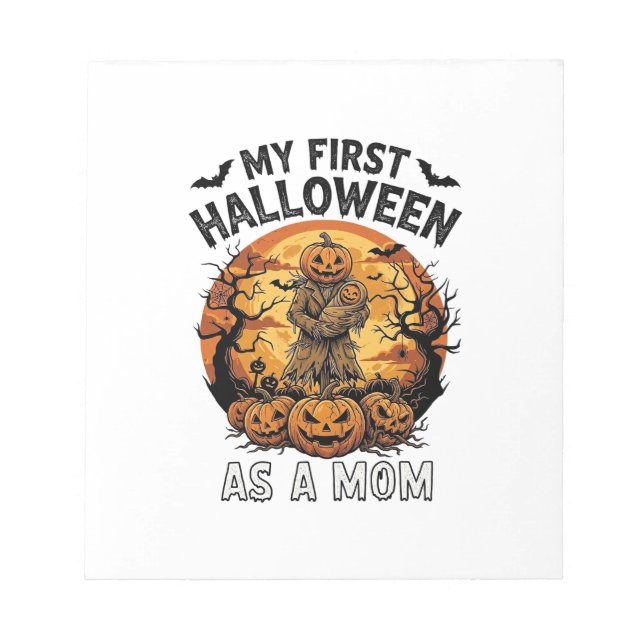 First Halloween As Mum Pumpkin Scarecrow Baby Moon Notepad (Front)