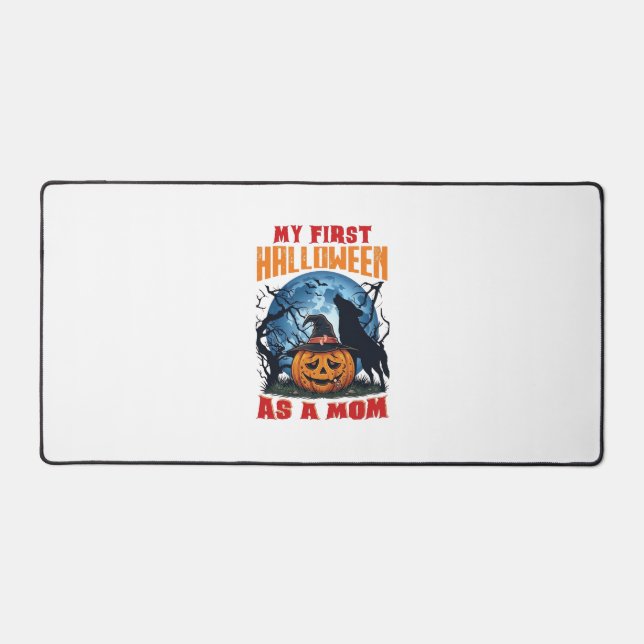First Halloween As Mum Pumpkin Wolf Moon_1 Desk Mat (Front)