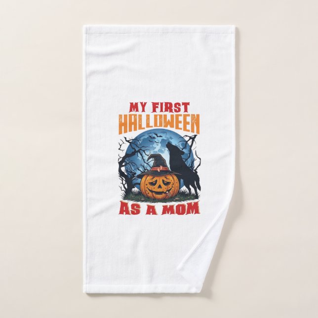 First Halloween As Mum Pumpkin Wolf Moon_1 Hand Towel (Hand Towel)