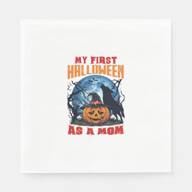 First Halloween As Mum Pumpkin Wolf Moon_1 Napkin (Front)