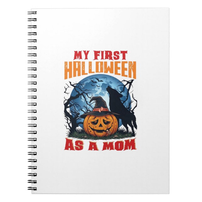 First Halloween As Mum Pumpkin Wolf Moon_1 Notebook (Front)