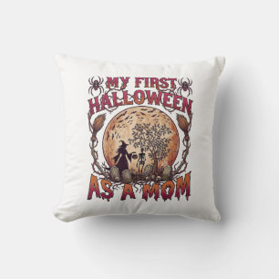 First Halloween As Mum Witch Skeleton Moon_1 Cushion