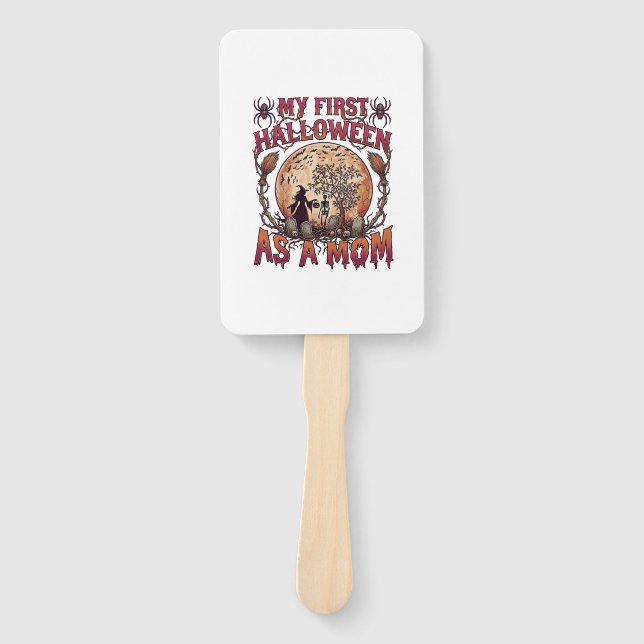 First Halloween As Mum Witch Skeleton Moon_1 Hand Fan (Front)