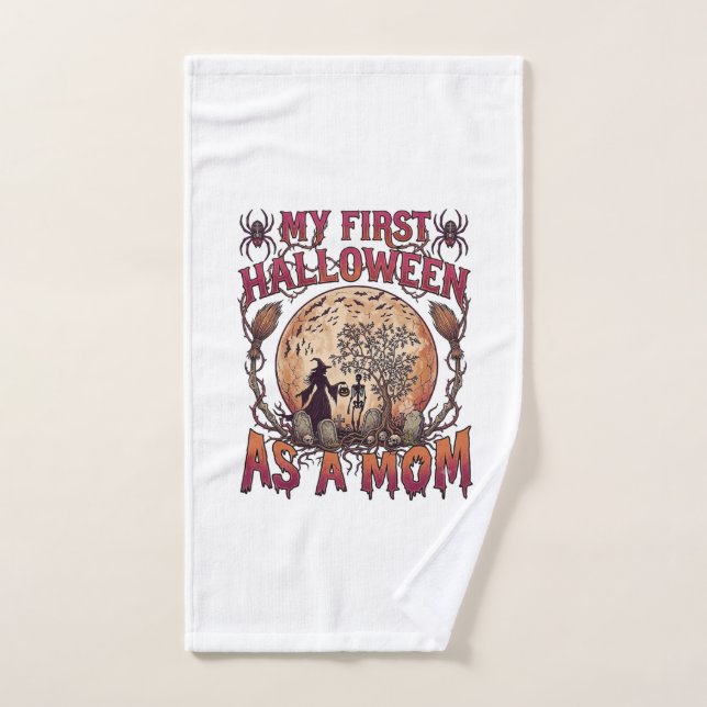 First Halloween As Mum Witch Skeleton Moon_1 Hand Towel (Hand Towel)